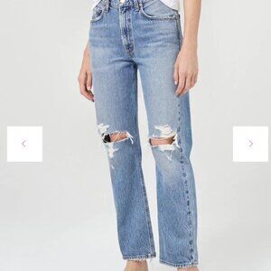 AGOLDE Mia Mid Rise Straight Leg Jeans in Rule